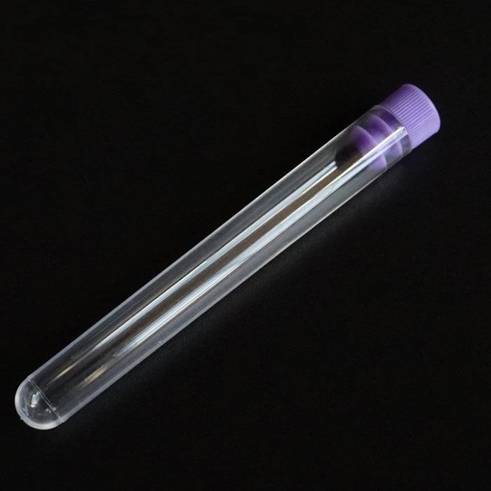 Tib tès plastik laboratwa ak bouchon vis